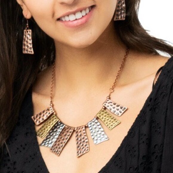 Gorgeous Copper & Sliver Boho Fashion Necklace Set - Picture 2 of 5